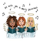 Kerstkaart zingende engelen